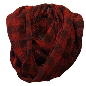 Women’s Infinity Cowl Scarf Red Plaid Duo Design Millennial Fashion